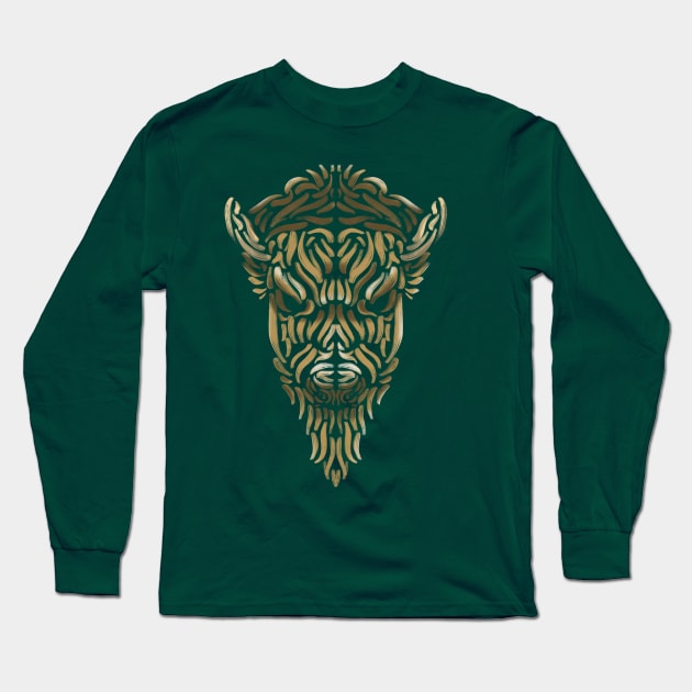 Native gold buffalo Long Sleeve T-Shirt by Jeffmore